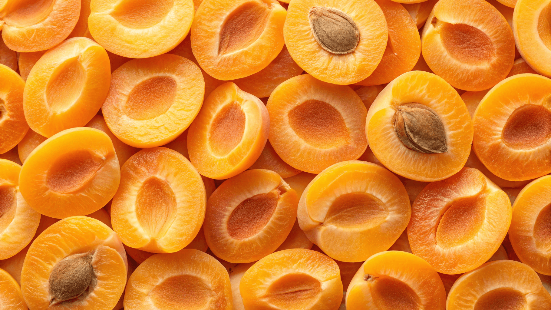 photo of ripe apricot slices, top view, only apricot slices are visible, filling the entire vertical frame, vibrant realistic textures, sunlit summer mood, bright warm tones